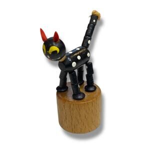 Vintage Siltoys 3" Collapsible Thumb Push Toy Black Cat Italy